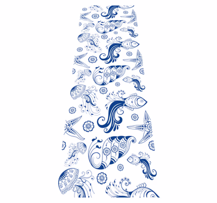 Bathroom vinyl carpet ornamental sea life shower - TenStickers