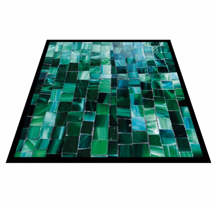 Bathroom vinyl carpet in gradient green mosaic - TenStickers