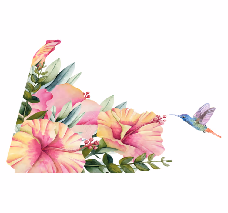 Bathroom vinyl carpet with hummingbird flowers - TenStickers