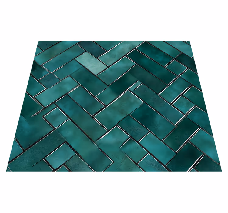 Herringbone green bathroom vinyl carpet - TenStickers