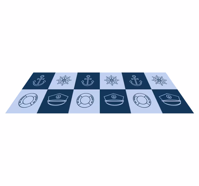 Bathroom vinyl carpet with marine symbol tiles - TenStickers