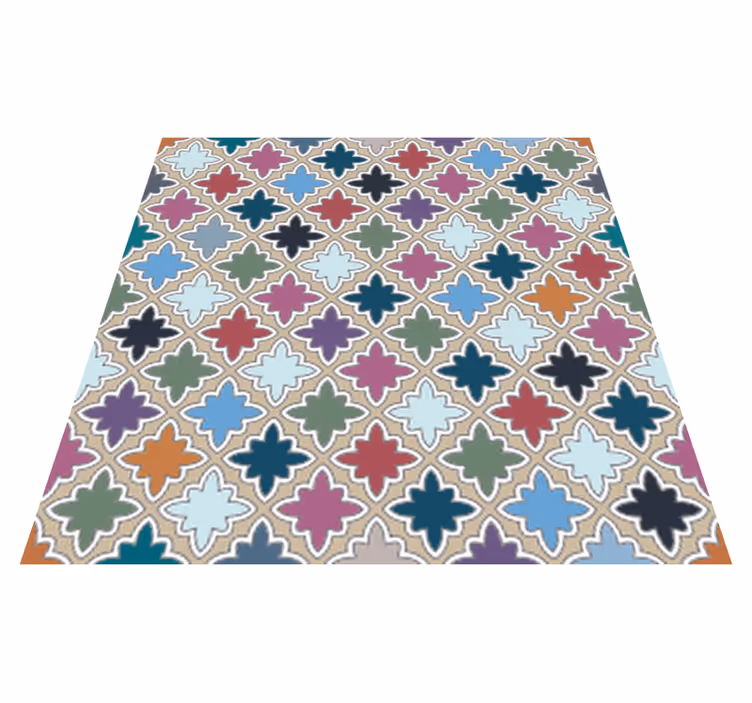 Bathroom vinyl carpet with colorful vintage tile design - TenStickers