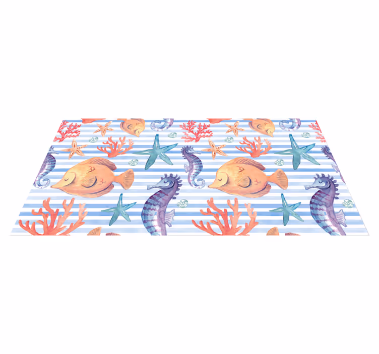Bathroom vinyl carpet sea life tiles design - TenStickers