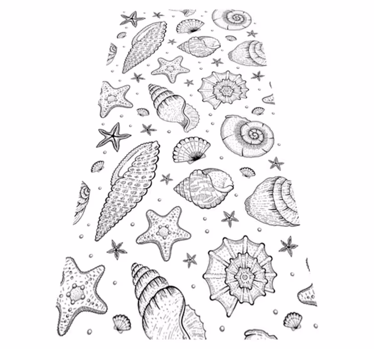 Bathroom vinyl carpet marine life and seashells shower - TenStickers
