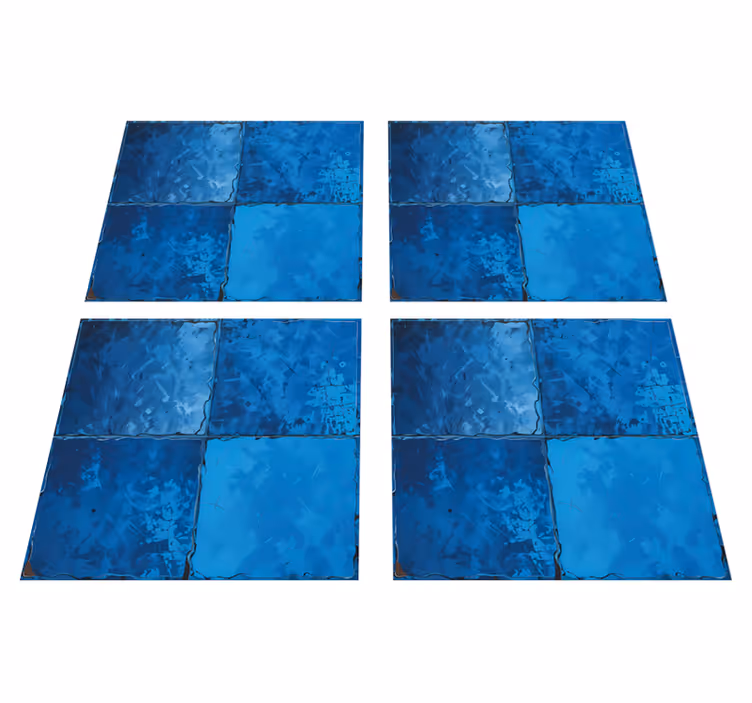 Bathroom vinyl carpet in marine blue square pattern - TenStickers