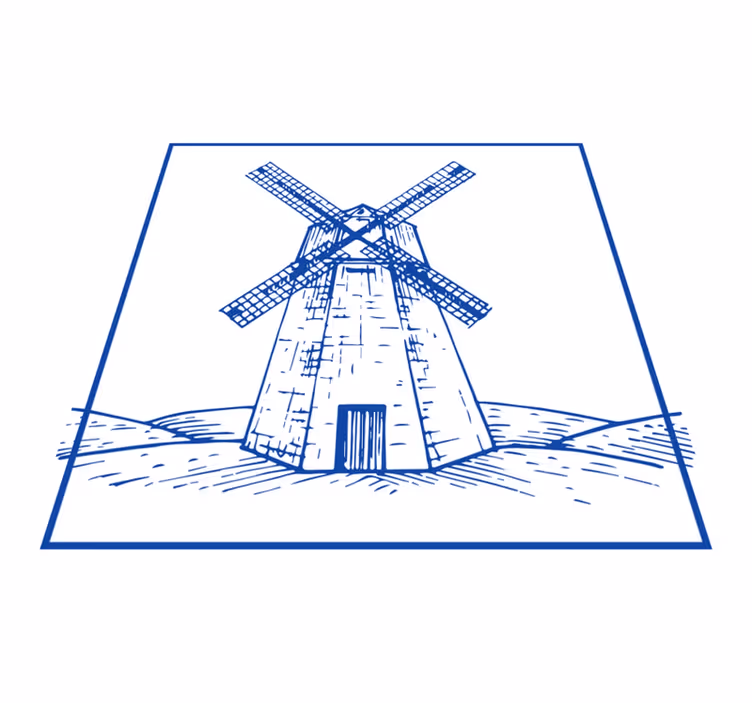 Kitchen vinyl carpet delft blue windmill - TenStickers