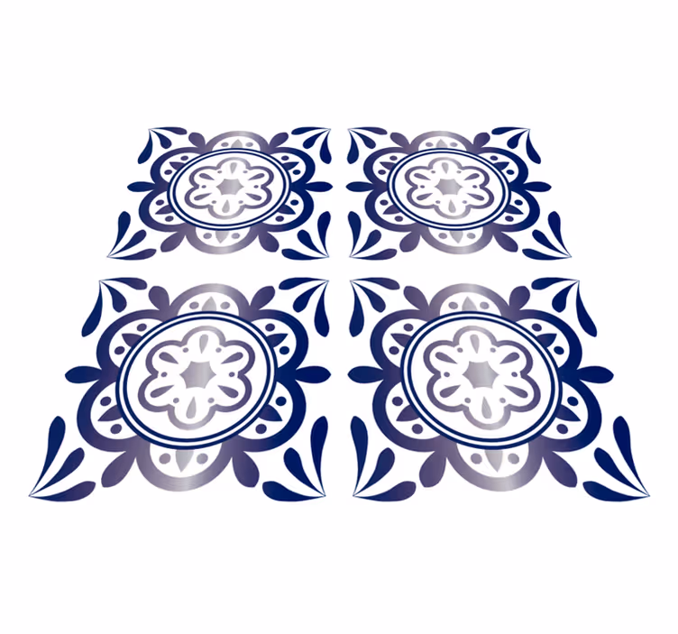 Kitchen vinyl carpet in antique blue spanish tile - TenStickers