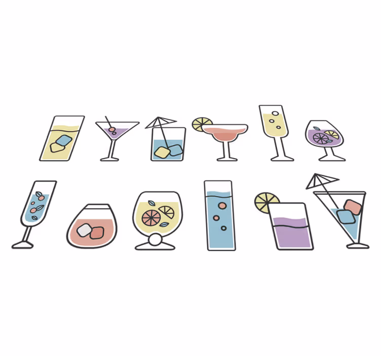 Kitchen vinyl carpet cocktails sticker - TenStickers