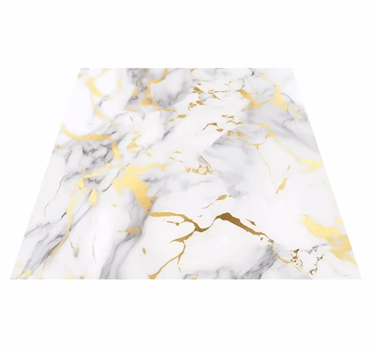 Kitchen vinyl carpet white marble with gold veins - TenStickers