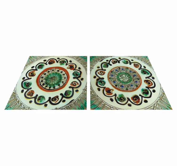 Kitchen vinyl carpet with horezu tile design - TenStickers