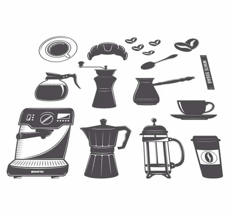Kitchen vinyl carpet coffee set menu design - TenStickers