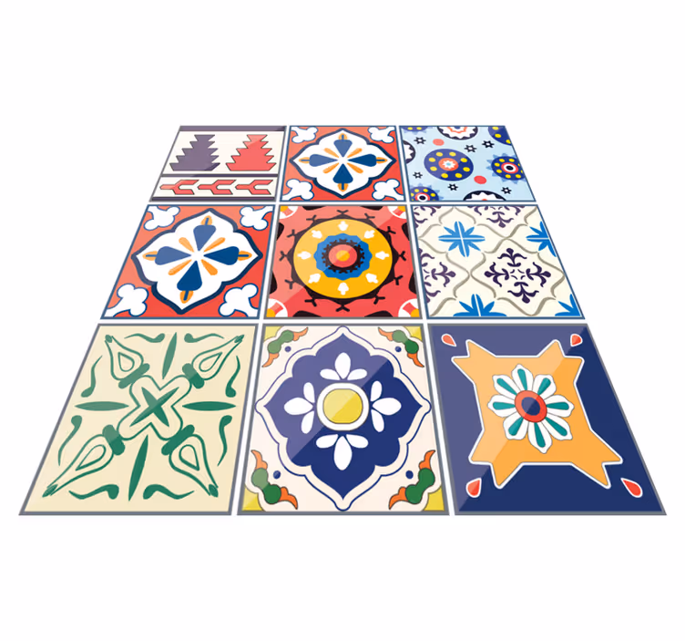 Kitchen vinyl carpet with vibrant decorative tiles - TenStickers
