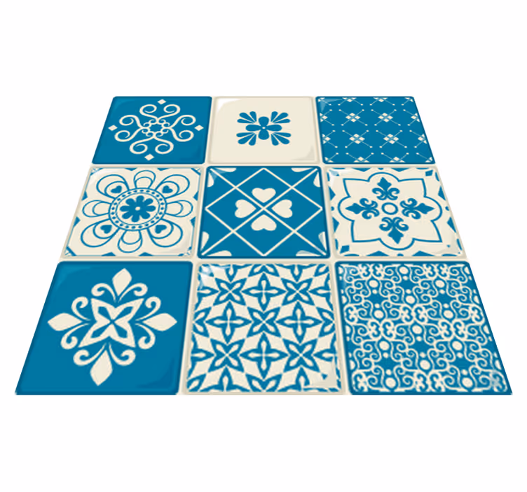 Gray and blue pattern kitchen vinyl carpet - TenStickers