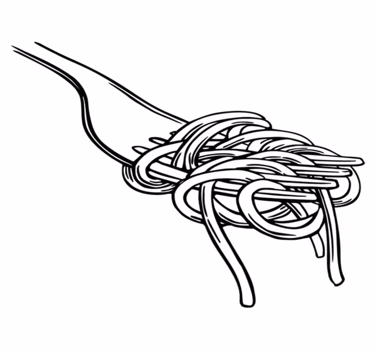 Kitchen vinyl carpet spaghetti fork engraving design - TenStickers