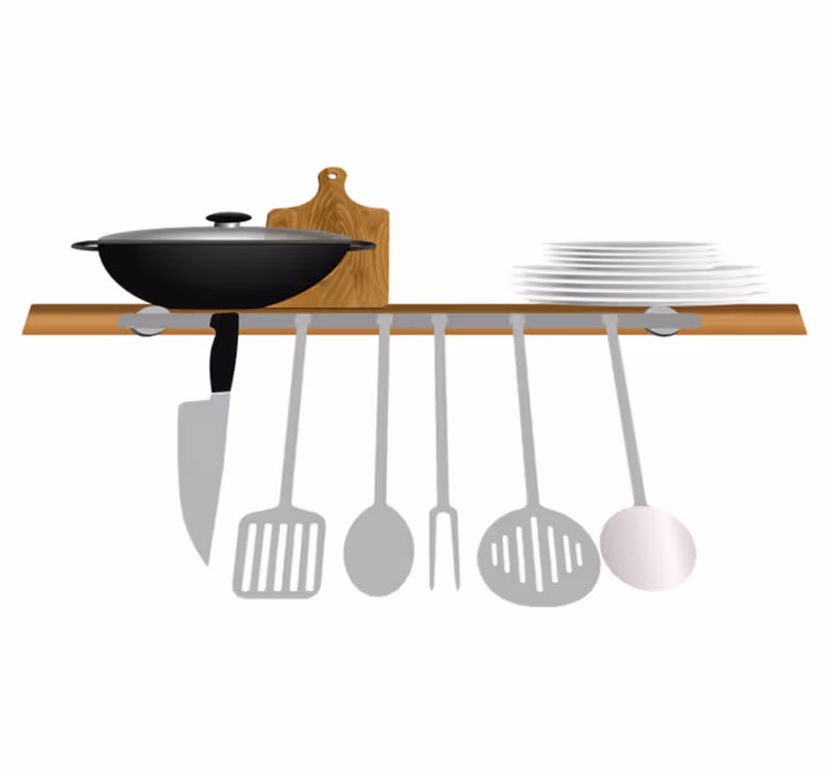 Kitchen vinyl carpet dish dryer with plates bowl - TenStickers