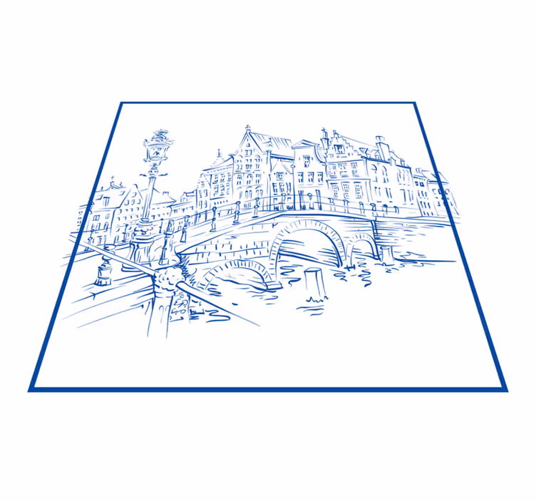 Kitchen vinyl carpet delfts blue canal houses - TenStickers