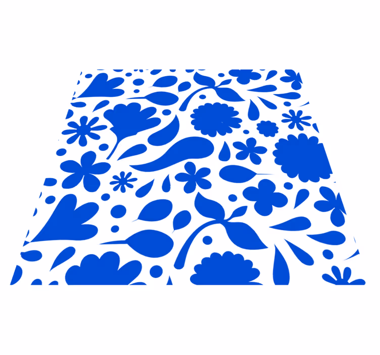 Delfts blue floral kitchen vinyl carpet - TenStickers