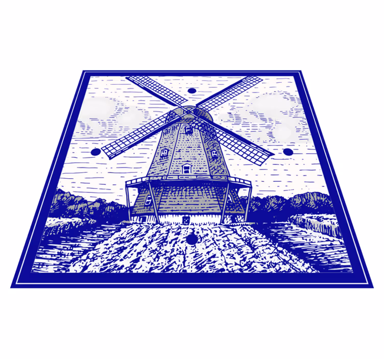 Delfts blue kitchen vinyl carpet - TenStickers