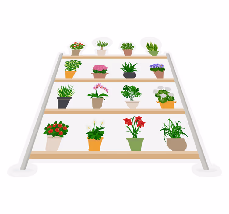 Kitchen vinyl carpet with houseplants on shelves - TenStickers