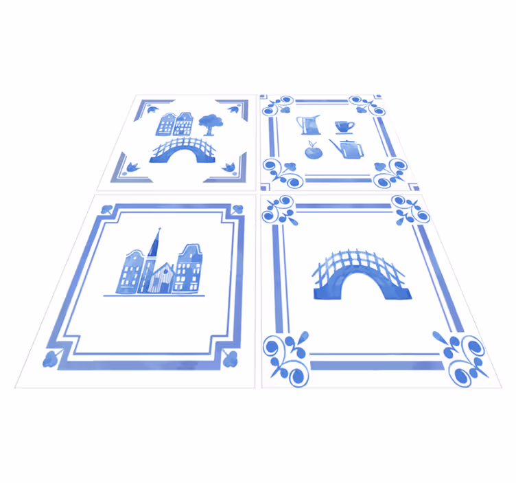 Kitchen vinyl carpet delftware dutch houses design - TenStickers