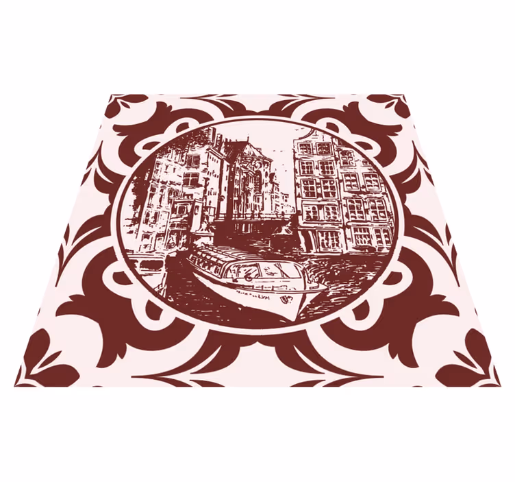 Kitchen vinyl carpet canal houses and boat - TenStickers