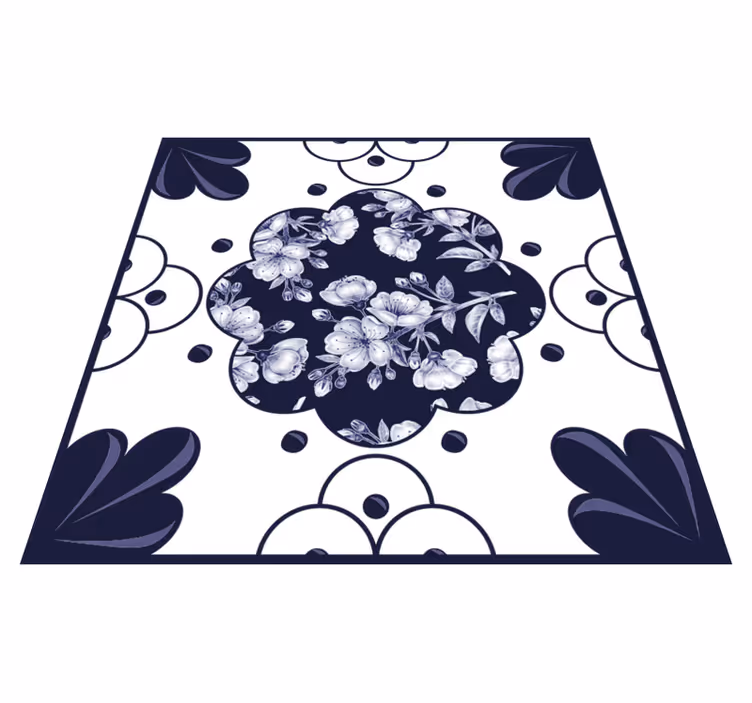 Kitchen vinyl carpet with flower pattern tiles - TenStickers