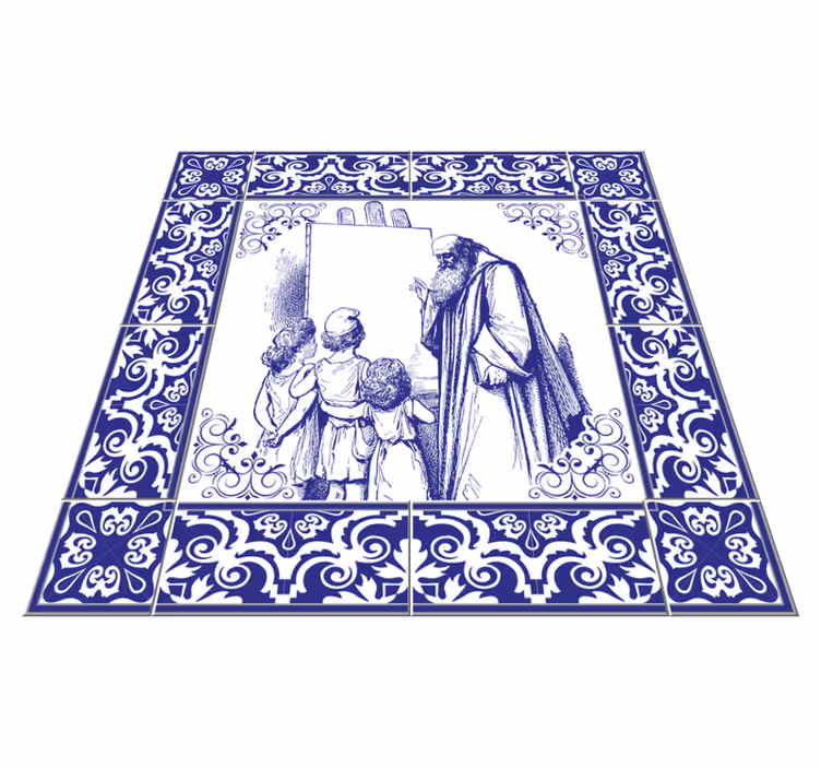 Kitchen vinyl carpet blue delft design - TenStickers