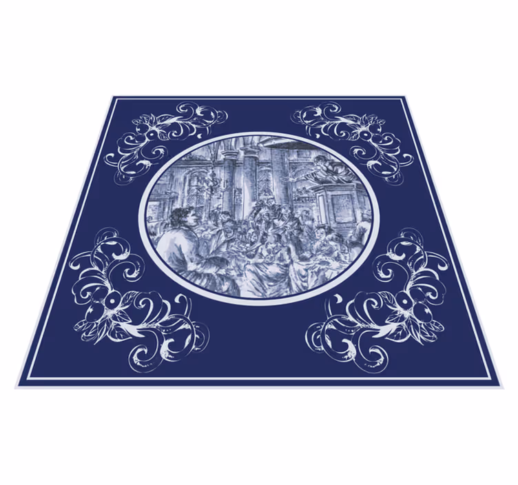 Kitchen vinyl carpet blue delft crowd design - TenStickers