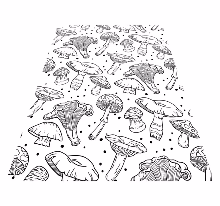 Kitchen vinyl carpet with monochrome mushroom design - TenStickers