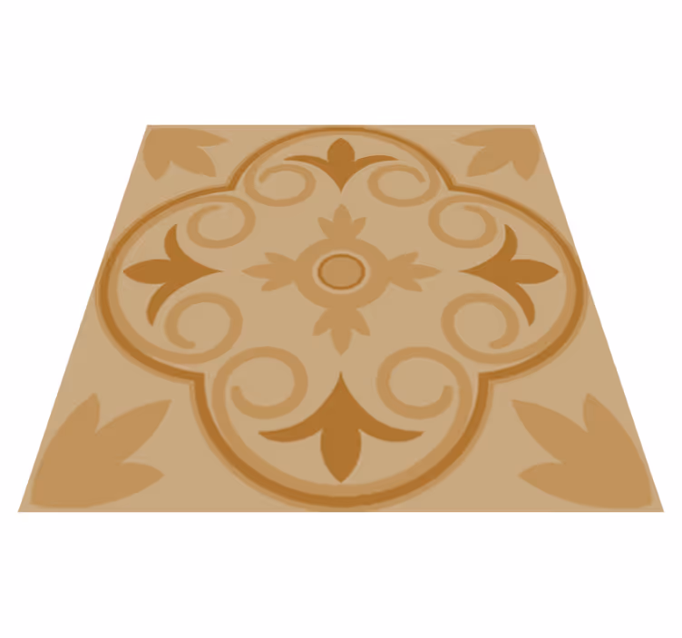 Kitchen vinyl carpet beige vintage floral design - TenStickers