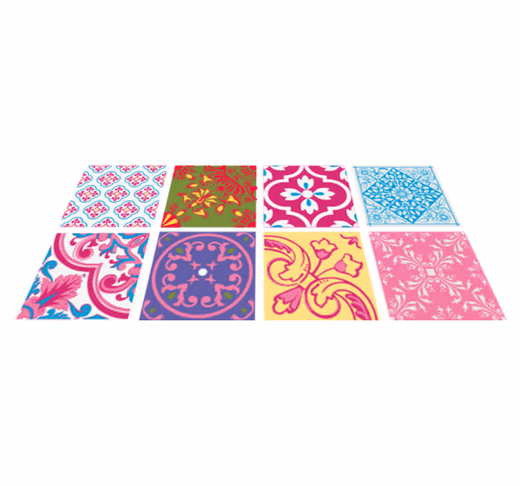 Kitchen vinyl carpet in vibrant mediterranean tiles - TenStickers