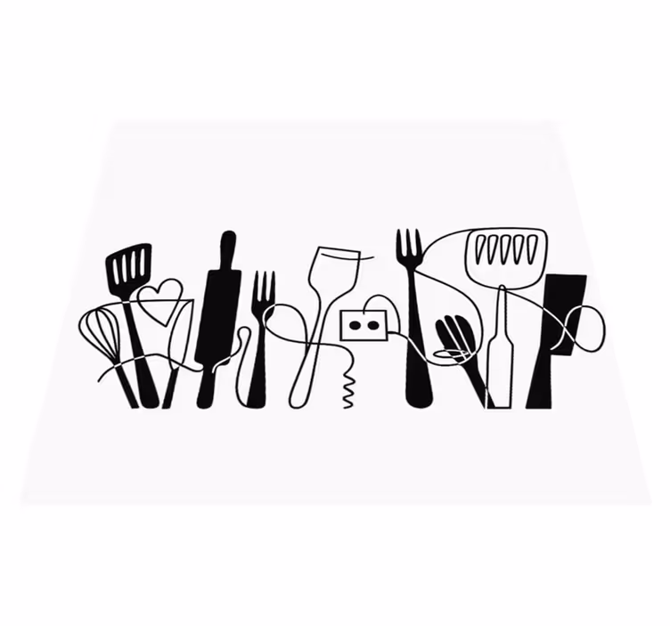 Kitchen vinyl carpet with kitchen utensils design - TenStickers