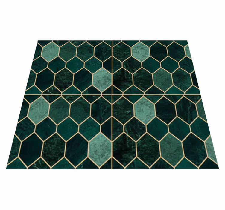 Green scale gold outline kitchen vinyl carpet - TenStickers