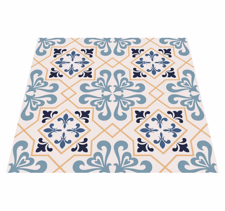 Kitchen vinyl carpet in yellow portuguese tile design - TenStickers