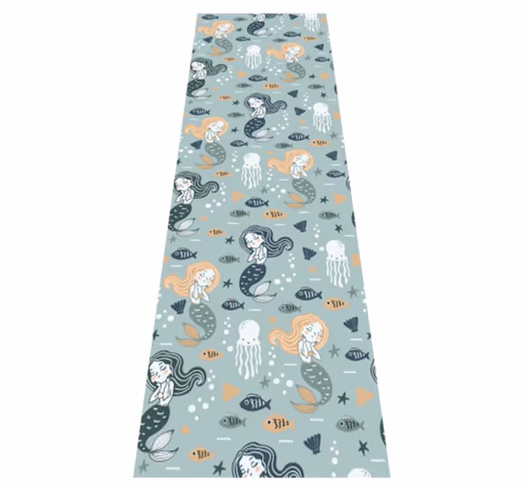 Bedroom vinyl carpet blue magic mermaid design - TenStickers