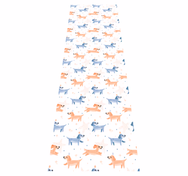 Bedroom vinyl carpet with cute crowned dogs - TenStickers