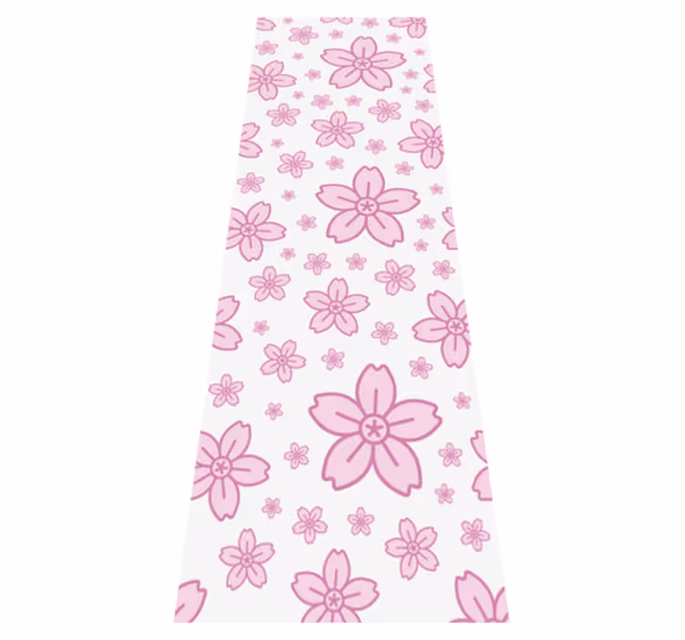 Bedroom vinyl carpet with pink cute flowers on white - TenStickers
