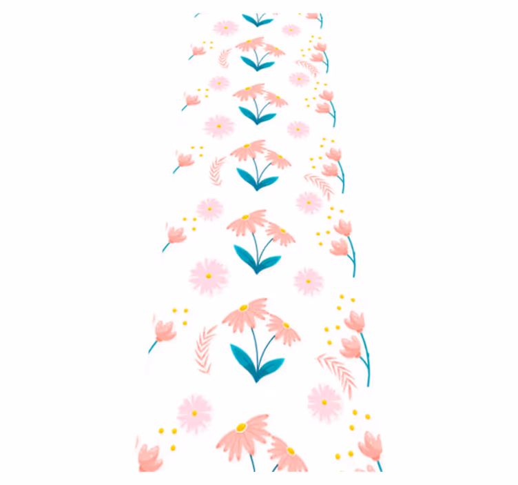Bedroom vinyl carpet with minimalistic pastel flowers - TenStickers