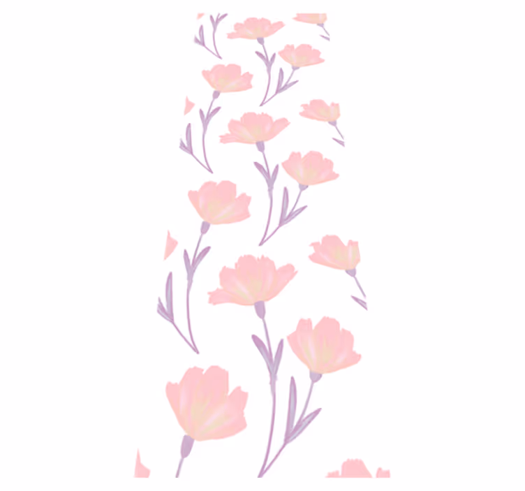 Bedroom vinyl carpet with minimalistic watercolor flowers - TenStickers