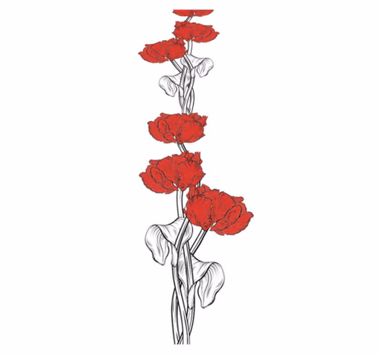 Bedroom vinyl carpet with red vertical tulips - TenStickers