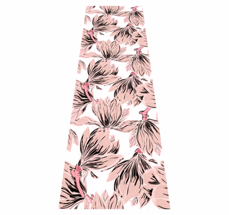 Bedroom vinyl carpet featuring white and pink magnolias - TenStickers