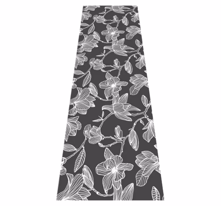 Bedroom vinyl carpet in white and grey magnolias - TenStickers