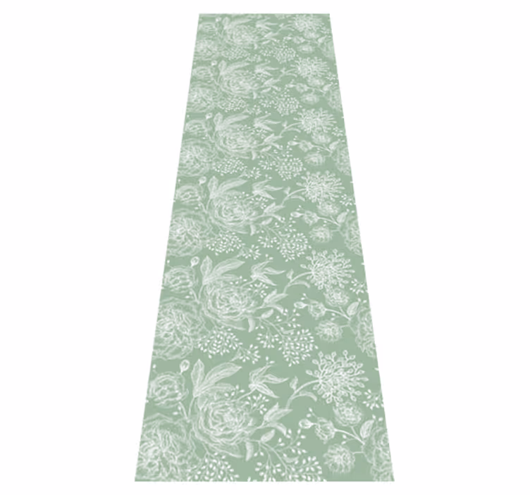 Green floral grandmillenial style bedroom vinyl carpet - TenStickers