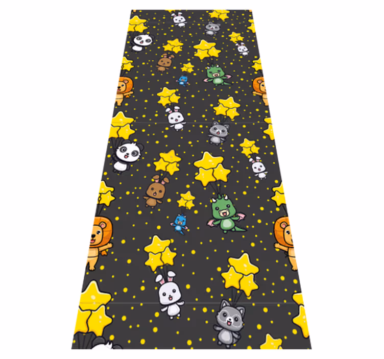 Bedroom vinyl carpet with cute animals on balloons - TenStickers