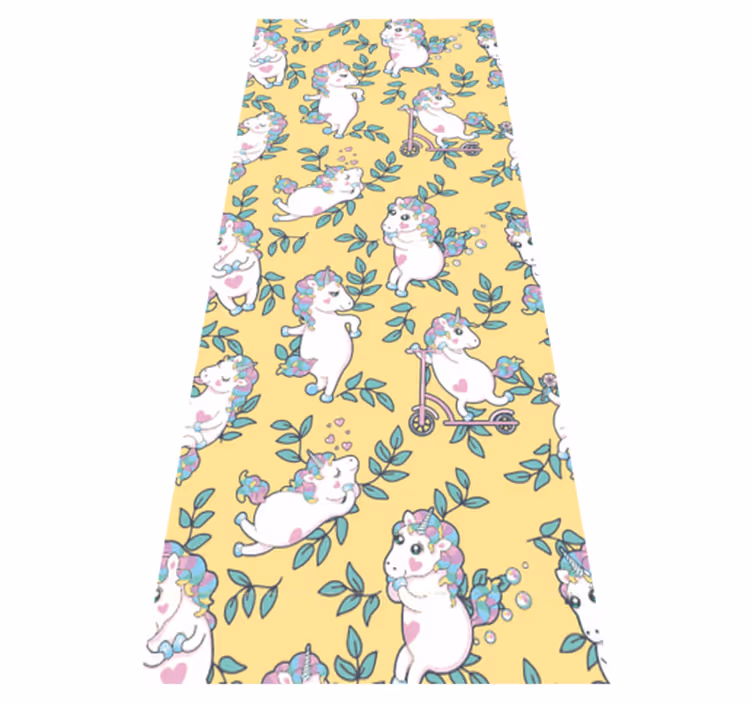 Bedroom vinyl carpet with cute unicorns and leaves - TenStickers