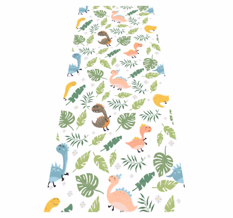 Bedroom vinyl carpet in pastel dinosaur forest - TenStickers