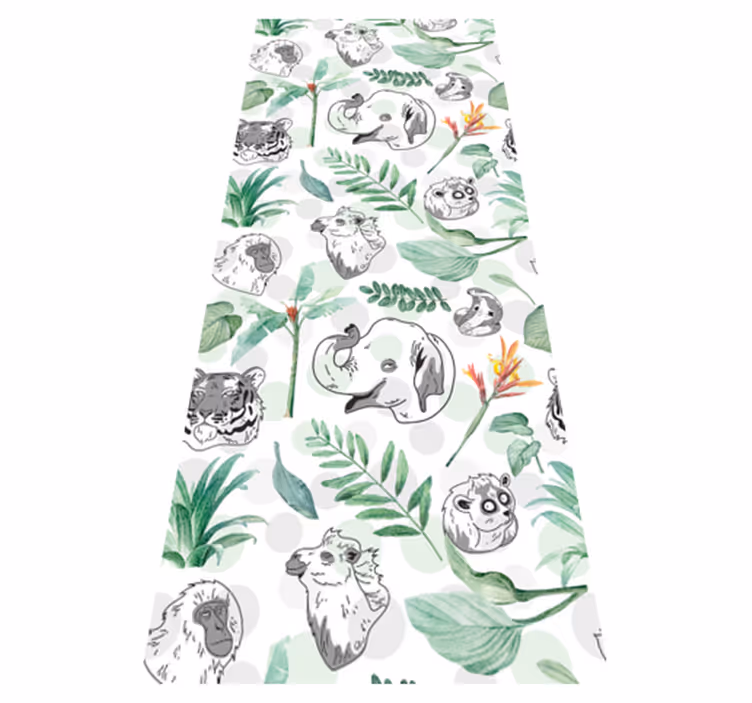 Bedroom vinyl carpet with watercolor tropical animals - TenStickers