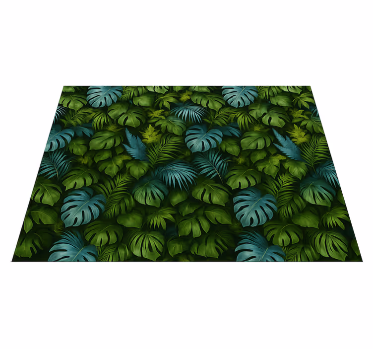 Bedroom vinyl carpet tropical green and blue leaves - TenStickers