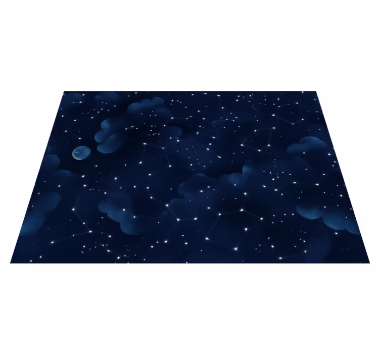 Bedroom vinyl carpet navy blue sky with stars design - TenStickers