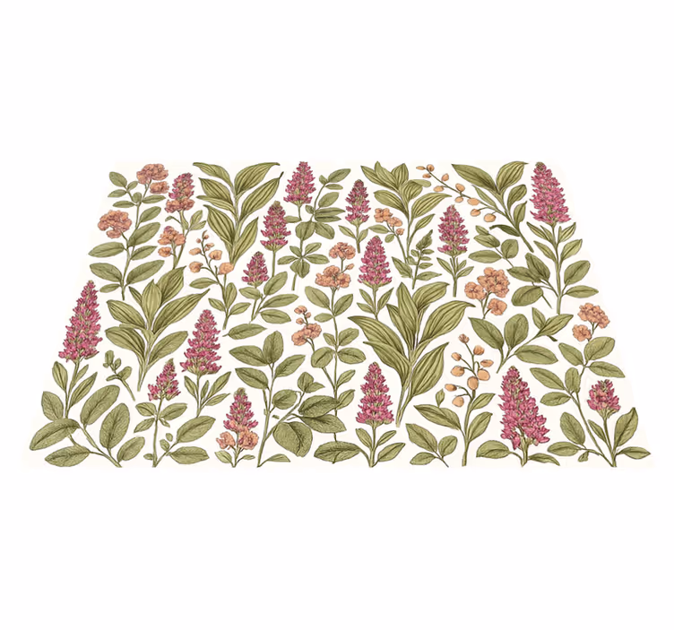 Bedroom vinyl carpet with vibrant botanical design - TenStickers